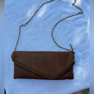 Brown Faux leather clutch